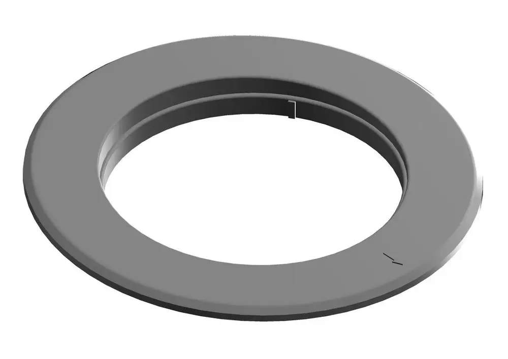 Weißer Dichtgummi mit einem runden, flachen Design, geeignet für Anwendungen von Bosch. Die Form hat einen inneren Ring und eine Aussparung zur Befestigung.